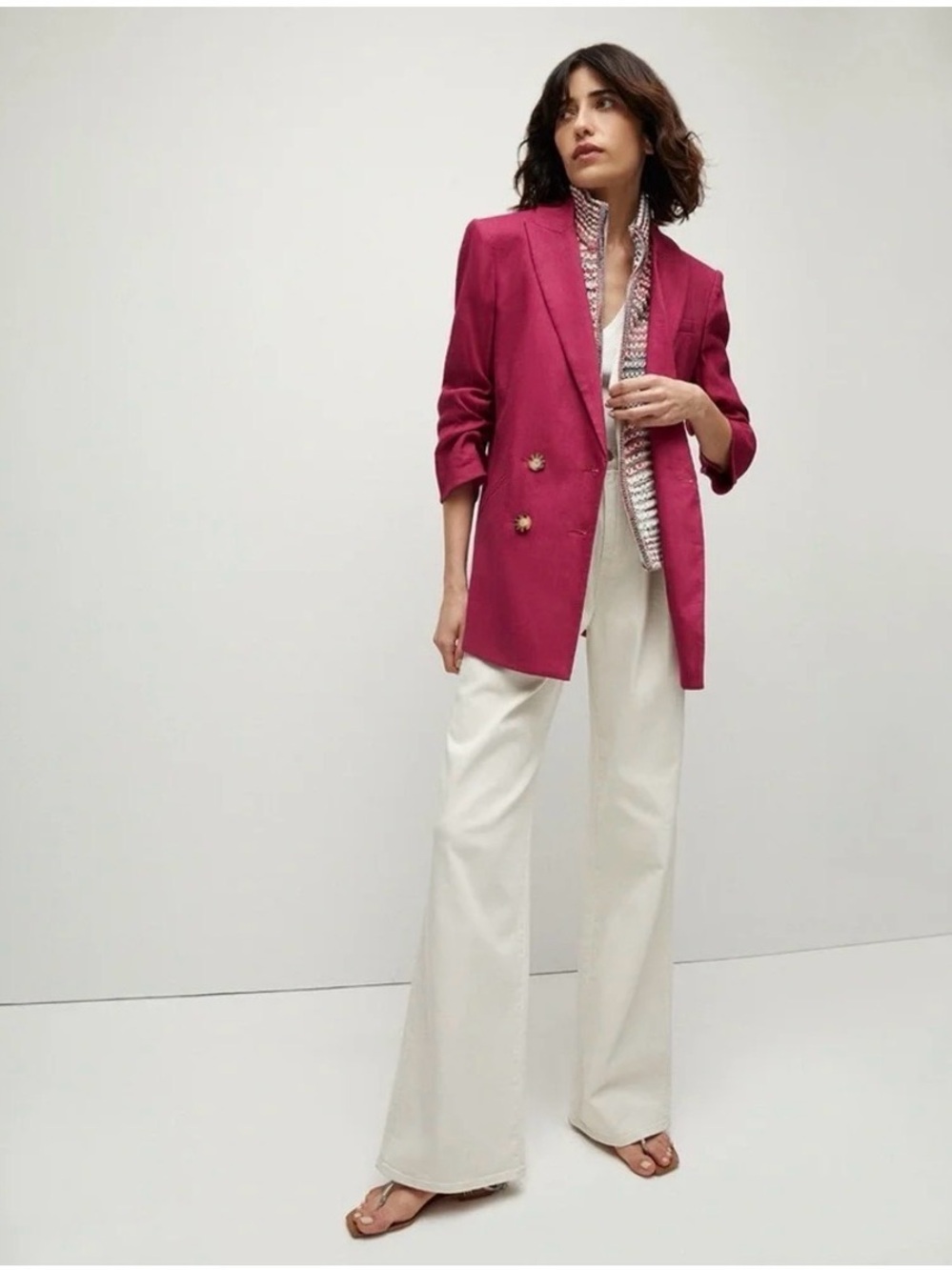 🆕 Veronica Beard Kiernan Dickey Blazer Jacket Linen Summer Quiet Luxury Colorful